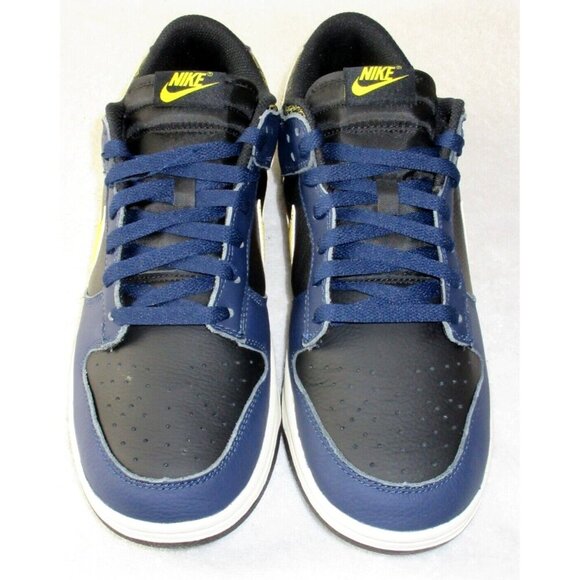 Nike Men's Dunk Low Retro Black Midnight Navy Blue Yellow Shoes Size 10 NIB - Picture 3 of 5